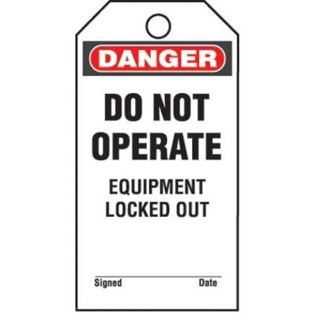 PANDUIT Plastic Tag, 'Danger Do Not Operate Equi PVT-153-Q
